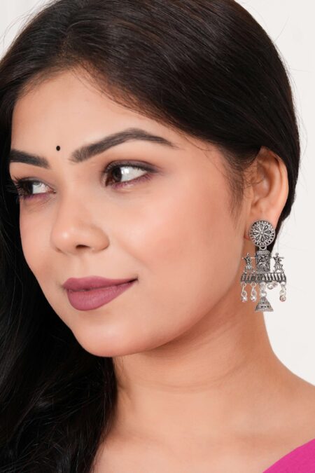 Women's Indian Traditional AZ838-OXidised Silver Earrings For Women | Doli Wedding Theme Jumka Wedding Wear