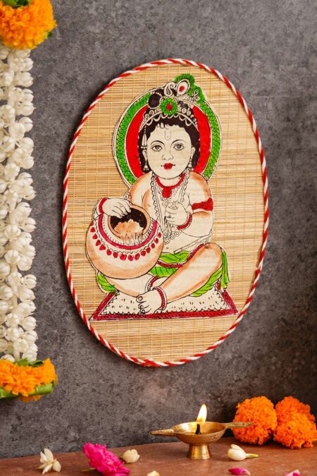 Bamboo Hand Crafted Wall Hangings Of Kanha Ji For Home Decor | Bamboo Art For Wall Decor